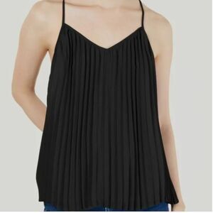 NWOT: Black Pleated Racerback Top